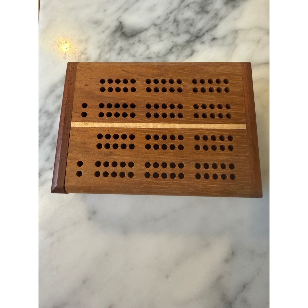 Duncans Woods Handcrafted Jatoba and Maple Wood Cribbage Board Box with Pegs